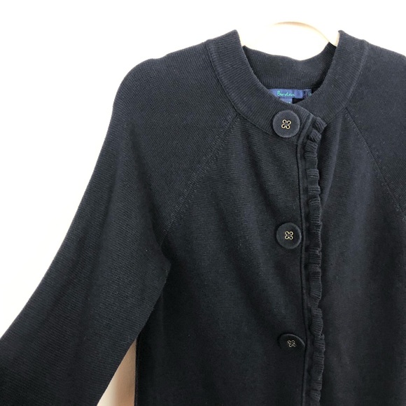 BODEN Thick Navy 100% Cotton Ruffle Jacket size 12 - Picture 3 of 12